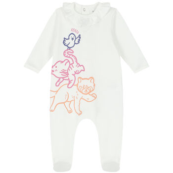 Baby Girls Ivory Logo Babygrow